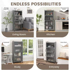Meuble de cuisine Costway à 5 niveaux avec rangement, buffet mobile pour micro-ondes, portes basculantes, blanc/noir/gris/vert