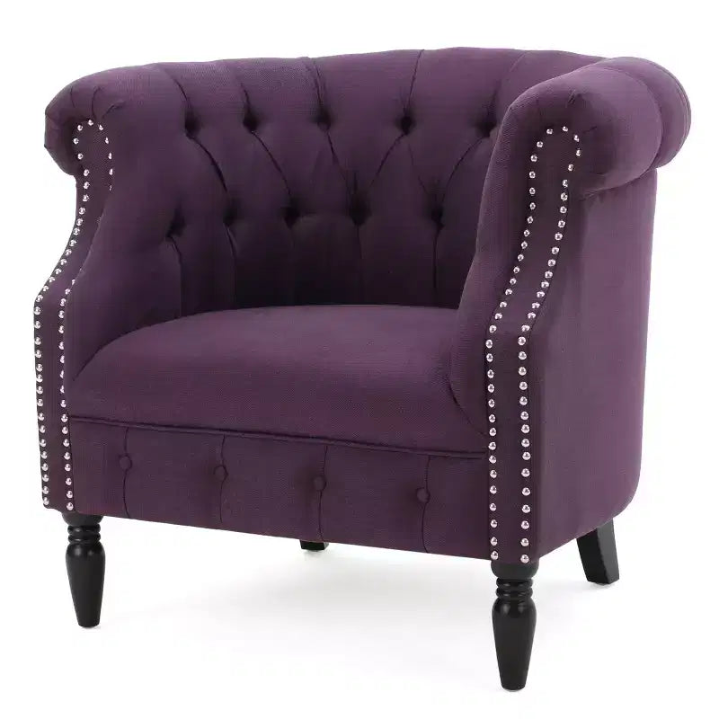 Fauteuil club contemporain capitonné avec clous de tapissier