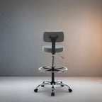 Tabouret de dessinateur réglable en hauteur - Avec cuir de qualité supérieure, roulettes pivotantes
