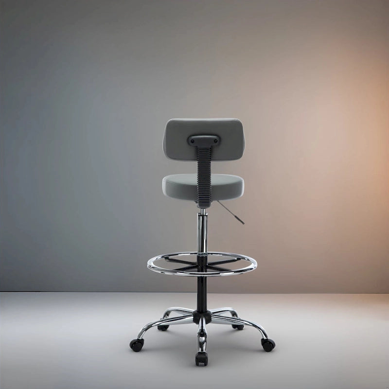 Tabouret de dessinateur réglable en hauteur - Avec cuir de qualité supérieure, roulettes pivotantes