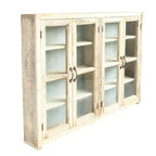 40 Armoire haute de rangement à 4 portes en bois recyclé et métal avec portes vitrées, marron