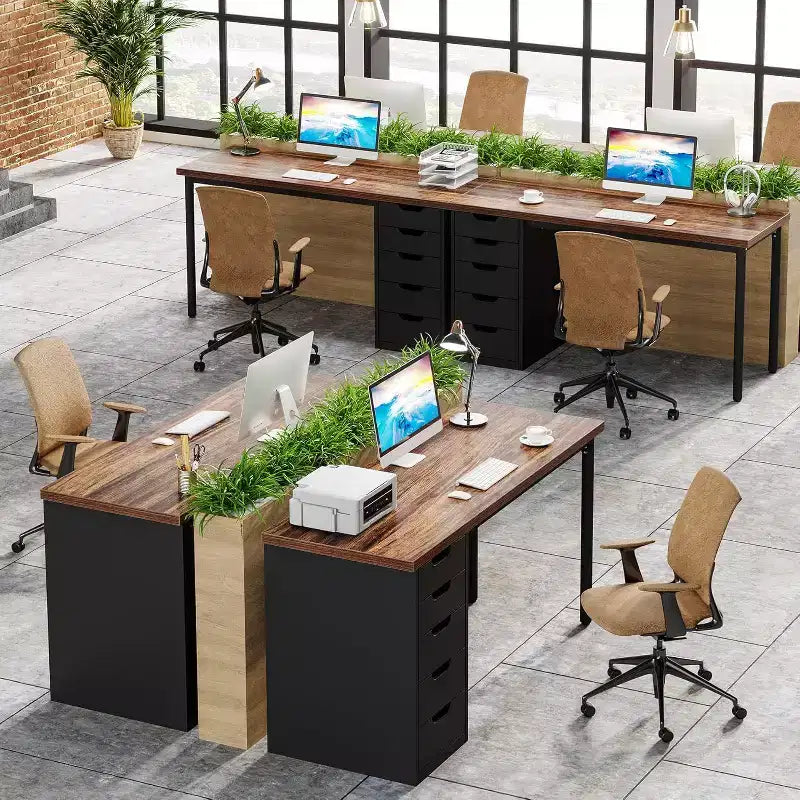 Bureau d'ordinateur Lantine avec 5 tiroirs, bureau moderne et simple de 119 cm pour la maison, le bureau et l'étude, idéal pour les petits espaces