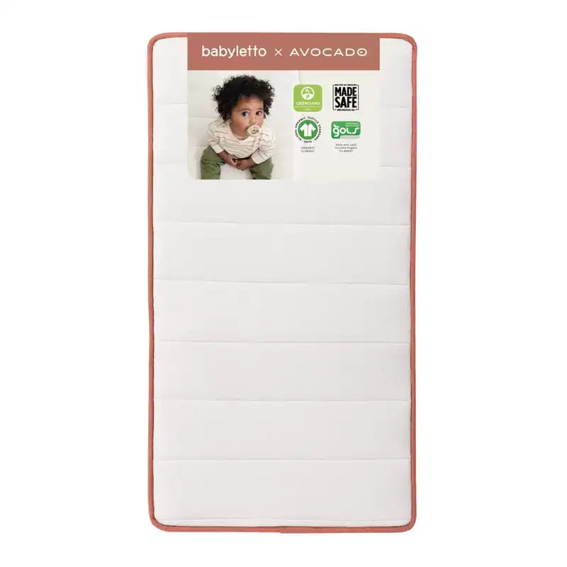 Matelas de berceau biologique Babyletto Babyletto x Avocado 2 étapes et 100 % non toxique - Blanc