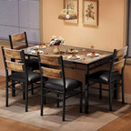 Ensemble table à manger pour 4, table de cuisine en bois avec 4 chaises rembourrées, ensemble de 4 chaises de table de cuisine avec angle anti-collision pour petit espace, cuisine