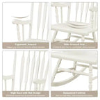 Costway Lot de 2 chaises à bascule en bois, finition brillante, blanc/café