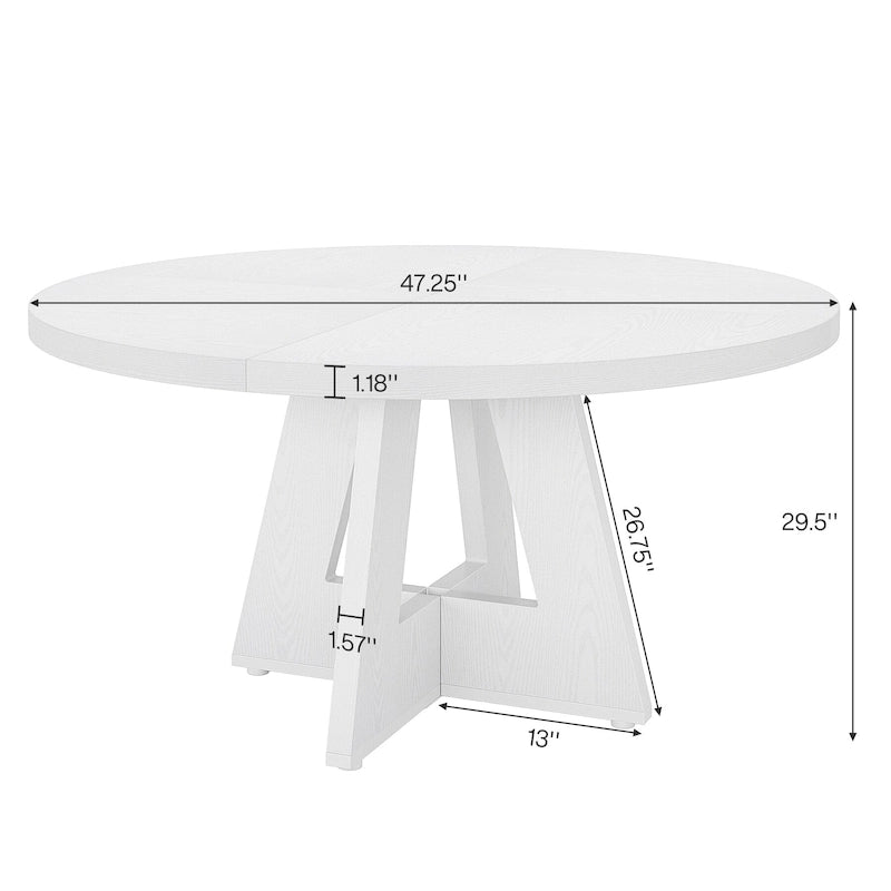 Table à manger ronde de 47 pouces pour 4 personnes, table de salle à manger en bois pour cuisine, salle à manger, salon - N/A