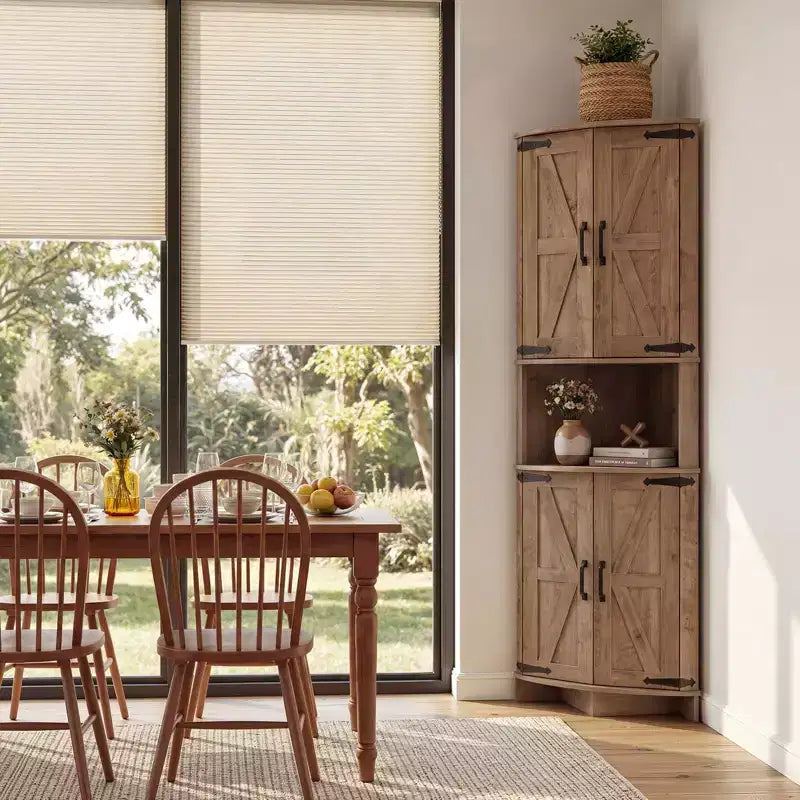 COZONY Meuble d'angle de ferme 65" avec portes et étagères réglables, Armoire de rangement d'angle haute pour cuisine et salon