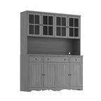 Famapy 61.2W Armoire de rangement grise Buffet Vaisselier de cuisine avec garniture de base ornée : Alliance d'élégance et d'utilité