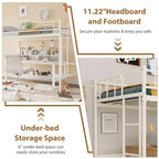 Lit mezzanine double avec échelle amovible et garde-corps de sécurité intégral, lit mezzanine double avec cadre en métal robuste d'une capacité de 180 kg, gain de place.