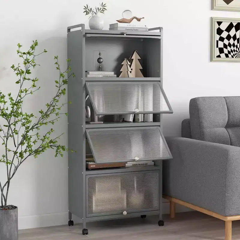 Meuble de cuisine Costway à 5 niveaux avec rangement, buffet mobile pour micro-ondes, portes basculantes, blanc/noir/gris/vert