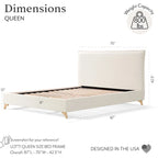 Cadre de lit plateforme grand lit rembourré en boucle crème Lottie