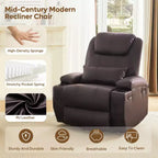 Fauteuil inclinable électrique avec fonction releveur, massage et chauffage Bestier 34,6 po, fauteuil inclinable en similicuir avec poches latérales et porte-gobelets