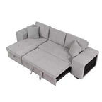 Sectionnel réversible en L de 104,5 po avec chaise longue de rangement et 2 poufs – Canapé-lit convertible 3 places pour salon