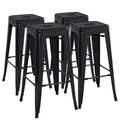 Yaheetech Lot de 4 Tabourets de Bar en Métal sans Dossier Hauteur Comptoir Chaises Empilables