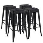 Yaheetech Lot de 4 Tabourets de Bar en Métal sans Dossier Hauteur Comptoir Chaises Empilables