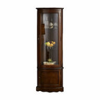 Meuble d'angle classique en bois d'hévéa marron avec porte vitrée