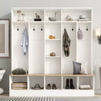Meuble d'entrée large CLIHOME avec banc de rangement, armoire à chaussures minimaliste avec cubes de rangement et étagères