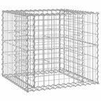 Banc de jardin avec panier gabion Bois naturel et argent