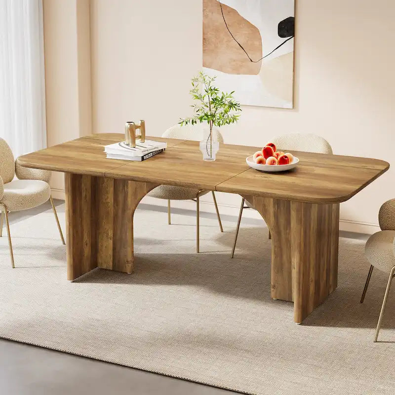 Grande table de salle à manger de 160 cm pour 4 à 6 personnes, table de cuisine rectangulaire moderne