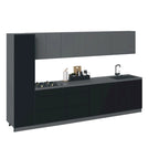 Collection cuisine élégante, coloris noir, meuble bas de 3,35 m de large - 135x24