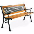 Banc de jardin Costway 126 cm pour patio, parc, porche, allée, terrasse, en fonte et bois dur