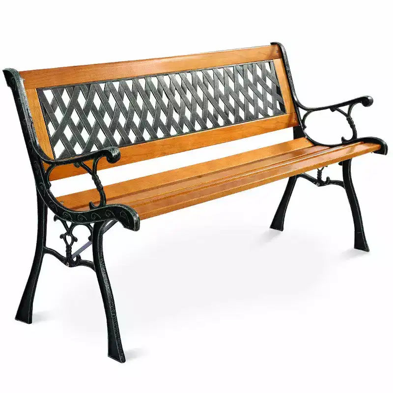 Banc de jardin Costway 126 cm pour patio, parc, porche, allée, terrasse, en fonte et bois dur