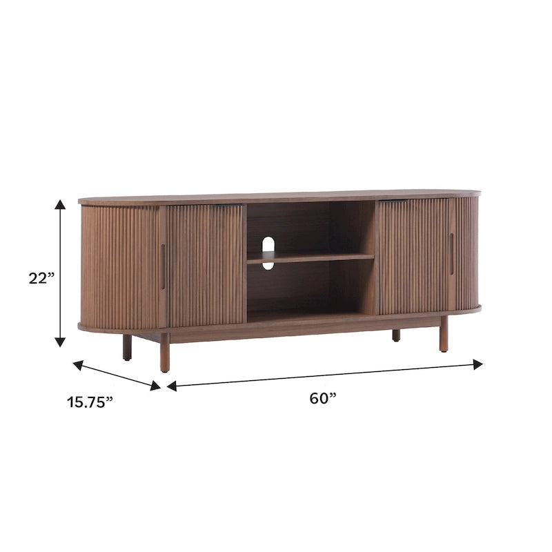 Meuble TV Middlebrook Modern Reeded de 60 po avec bords arrondis