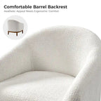 Fauteuil tonneau moderne Augus en bouclette avec pieds en bois massif par HULALA HOME