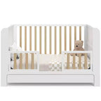 Lit bébé convertible 4-en-1 avec tiroir et étagères amovibles, base de matelas réglable