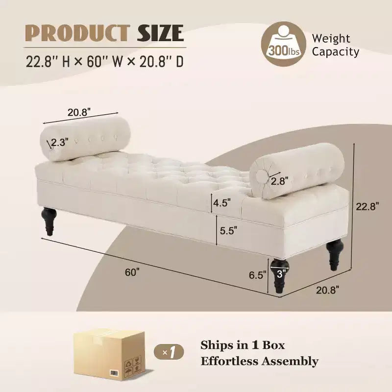 Banc de bout de lit moderne pour chambre à coucher, banc de fenêtre rembourré en velours avec 2 oreillers détachables pour salon ou entrée - Panipeachy