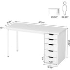 Bureau d'ordinateur Lantine avec 5 tiroirs, bureau moderne et simple de 119 cm pour la maison, le bureau et l'étude, idéal pour les petits espaces