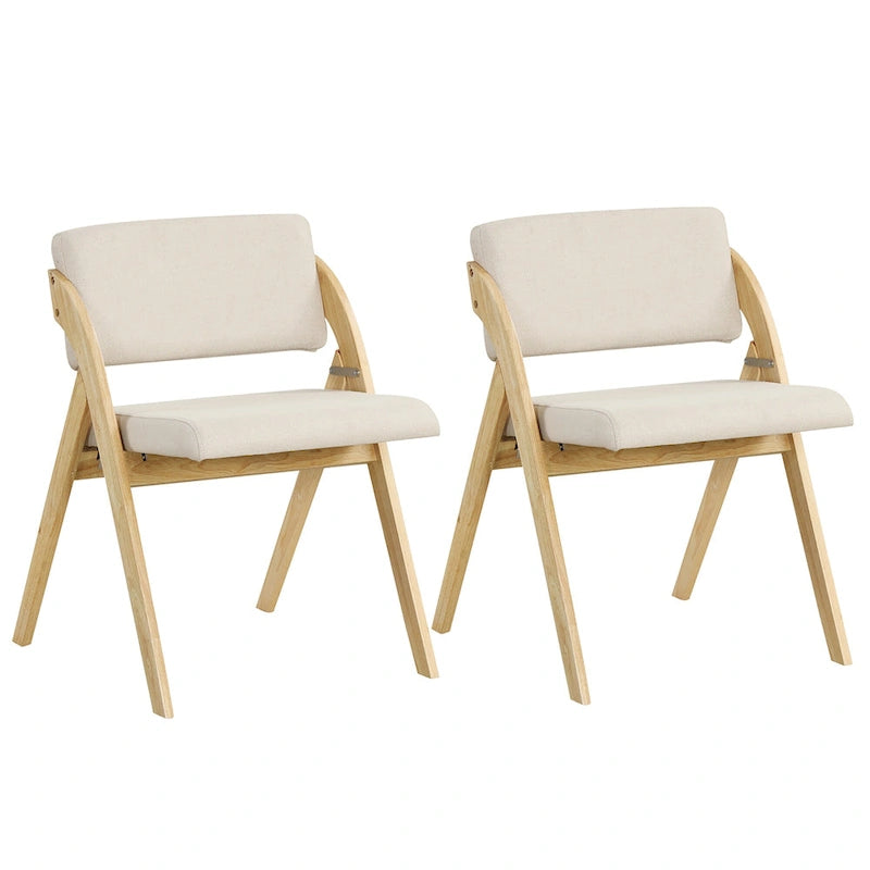 Gymax Ensemble de 4 chaises de salle à manger Chaise de cuisine pliante avec pieds en bois d'hévéa