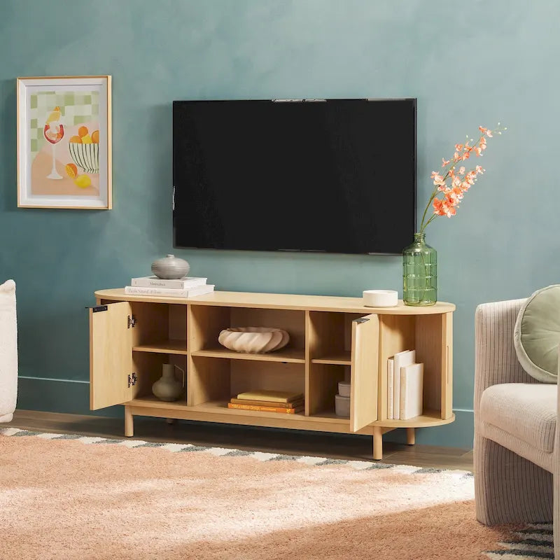 Meuble TV Middlebrook Modern Reeded de 60 po avec bords arrondis