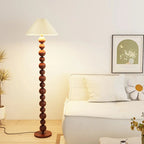 Lampadaire moderne décoratif à boules superposées avec abat-jour en tissu