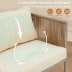 Ensemble de patio en corde d'extérieur 4 pièces pour 4 personnes avec coussins et table en verre
