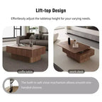 JVNOXK Table basse relevable rainurée 38,6 po avec rangement, table d'appoint moderne à hauteur réglable en placage de bois massif pour salon, chambre, noyer