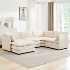 Canapé modulaire moderne 5 places en velours côtelé, surdimensionné, 113,4 po (L) x 79,13 po (l), avec pouf, canapé en U avec coin salon, HYLEORY