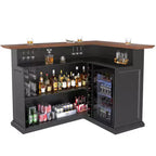 GDLF Meuble de Bar d'Angle en Forme de L avec Espace Réfrigérateur, Grande Table de Bar Moderne pour Sous-sol
