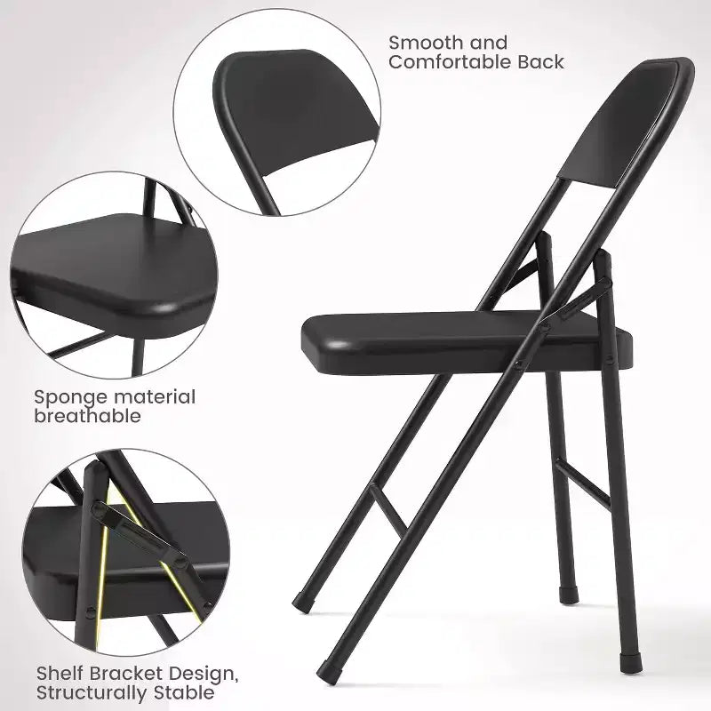 Lot de 8 chaises pliantes tout acier avec dossier, chaises pliantes en métal robustes, capacité de 159 kg, convient pour l'intérieur et l'extérieur