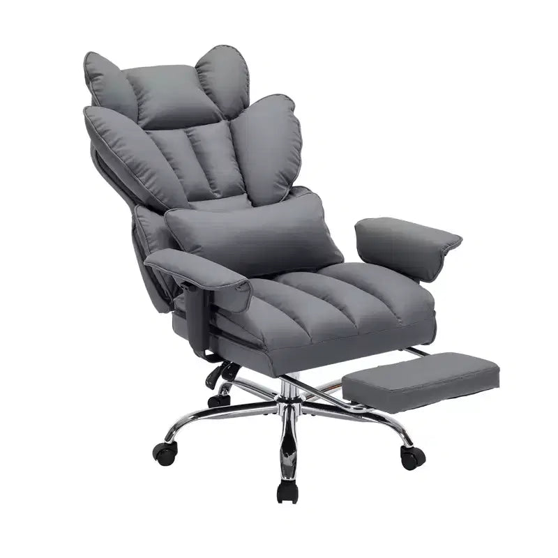Fauteuil de bureau pour personnes fortes et grandes avec repose-pieds, fauteuil de jeu à dossier haut, fauteuil de bureau exécutif en cuir, fauteuil de bureau ergonomique avec support lombaire