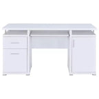 Bureau d'écriture en bois de 55 po avec 2 tiroirs, 1 placard, 1 étagère ouverte et porte pour bureau à domicile ou salle d'étude