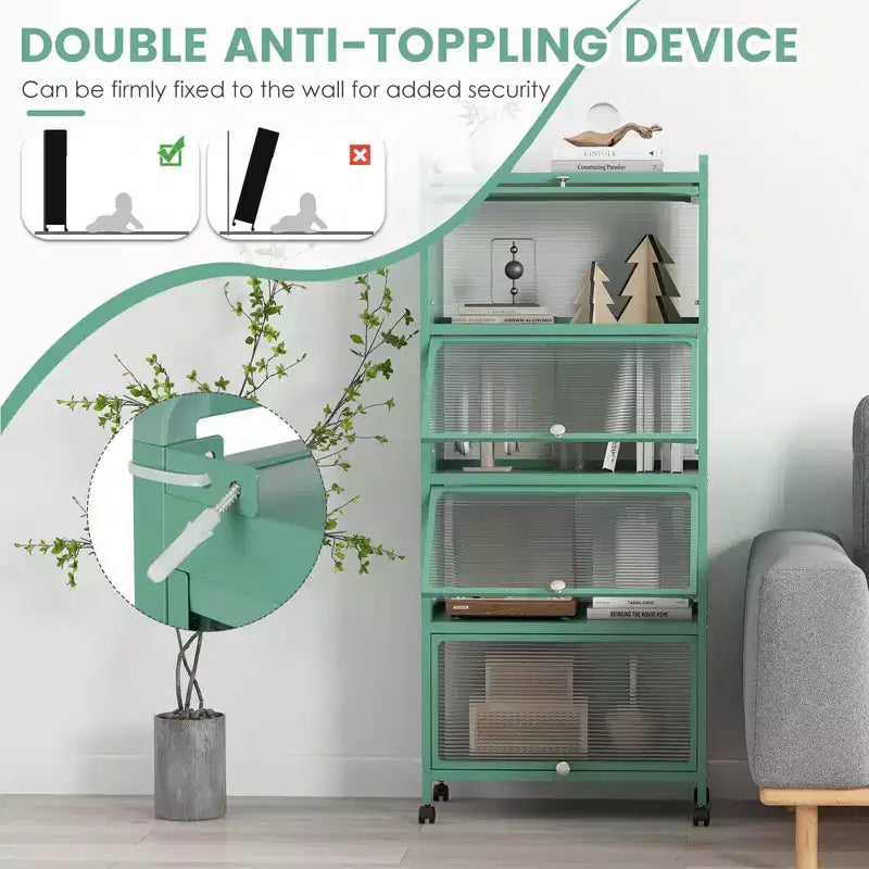Meuble de cuisine Costway à 5 niveaux avec rangement, buffet mobile pour micro-ondes, portes basculantes, blanc/noir/gris/vert