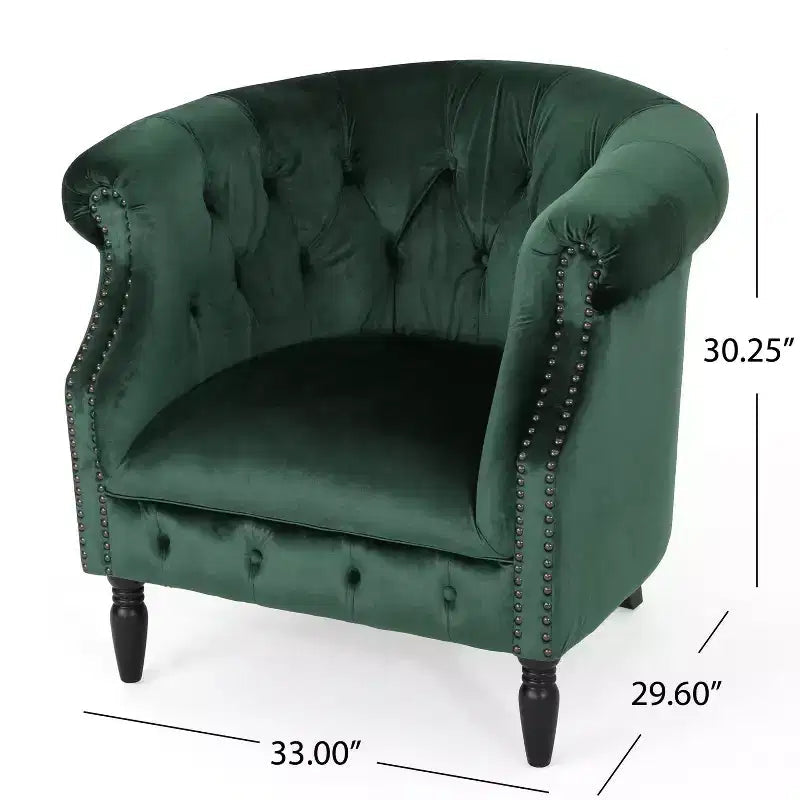 Fauteuil club contemporain capitonné avec clous de tapissier
