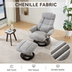 Fauteuil inclinable de massage pivotant 360° en chenille avec ottoman, massage et siège chauffant