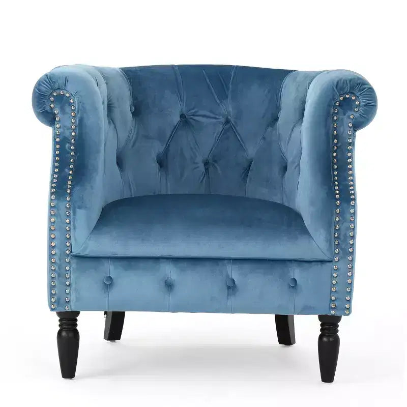 Fauteuil club contemporain capitonné avec clous de tapissier