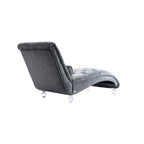 Chaise longue inclinable en velours capitonnée avec oreiller et pieds en acrylique