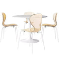 LeisureMod Bristol Ensemble de Salle à Manger 5 Pièces Table à Manger Ronde, 4 Chaises de Salle à Manger en Plastique Pieds Blancs
