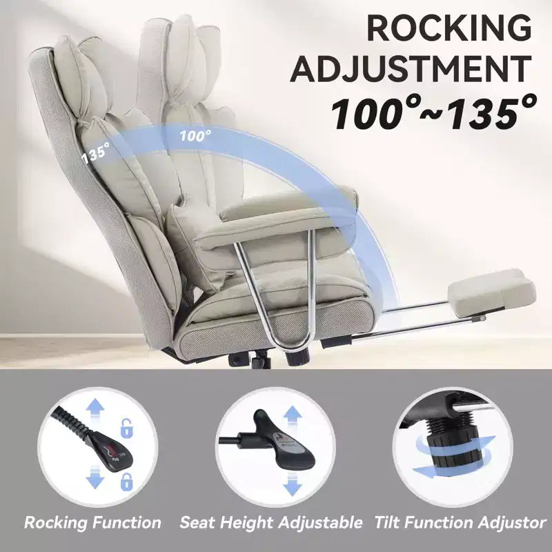 Efomao Chaise de Bureau Ergonomique 400 lbs, Grande Chaise d'Ordinateur en Cuir PU pour Personnes de Grande Taille, Fauteuil de Direction avec Repose-Pieds et Soutien Lombaire