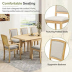 Ensemble de salle à manger extensible 9 pièces avec rallonge amovible de 61 cm, 6 chaises de salle à manger sans accoudoirs rembourrées et 2 fauteuils rembourrés