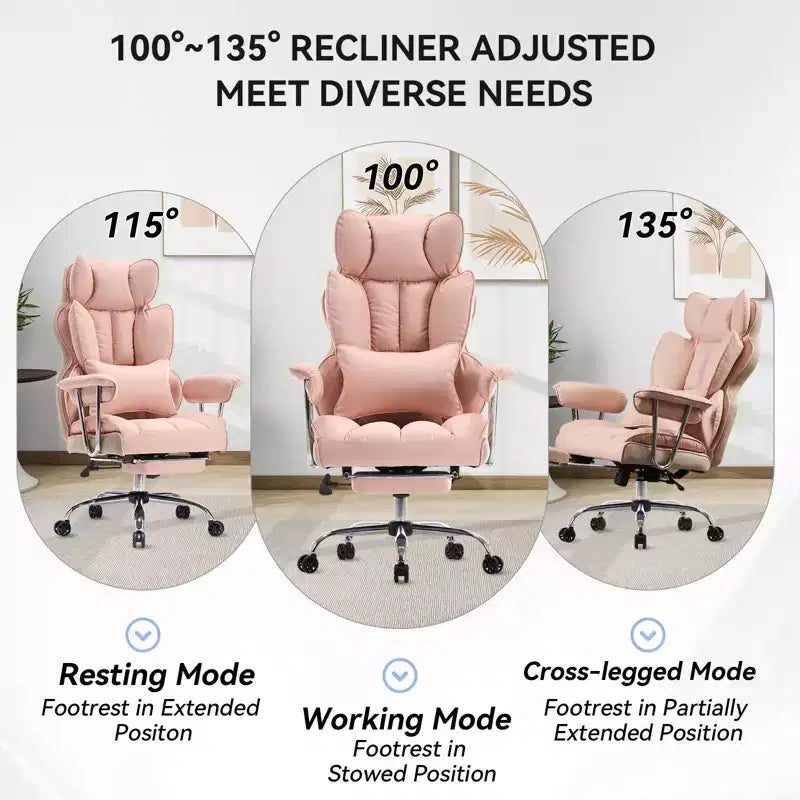 Efomao Chaise de Bureau Ergonomique 400 lbs, Grande Chaise d'Ordinateur en Cuir PU pour Personnes de Grande Taille, Fauteuil de Direction avec Repose-Pieds et Soutien Lombaire